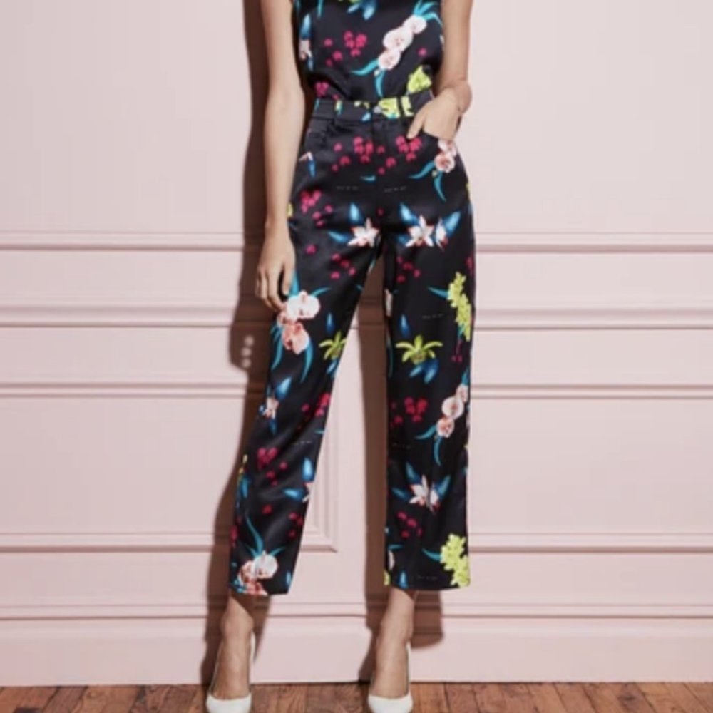 NWT Fleur du Mal Silk "Jeans" Black Orchid Size 10 L